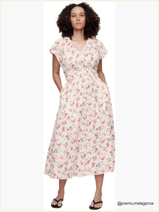 Dresses & Skirts - Smocked Waist Maxi Dress, Comfortable Fit, Machine Washable, Casual Wear